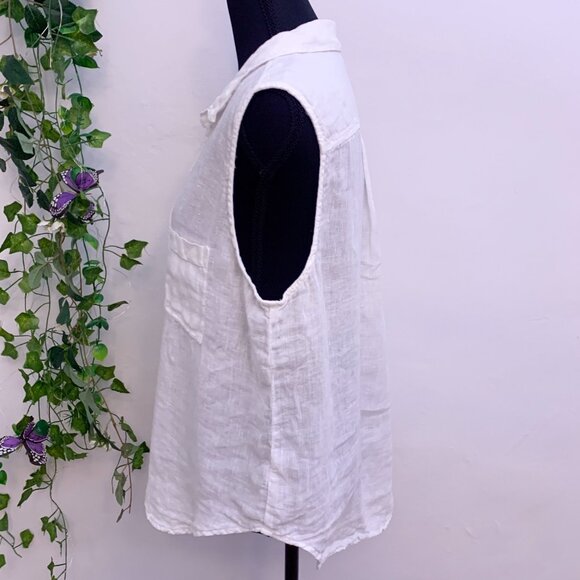 Cloth & Stone‎ White Linen Sleeveless Button Down Tunic Oversized Large - Picture 7 of 9